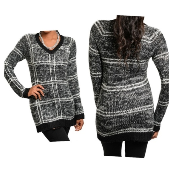 Sweaters - RESERVED.  Black Plaid Sweater White